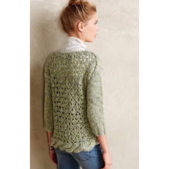 Anthropologie crochet sweater Hand Knit by Dollie Sugar Moss size small grandma - Picture 2 of 8